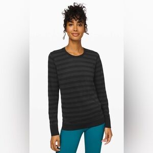 Lululemon Breeze By Long Sleeve Top Striped In Black/Deep Coal Size 6